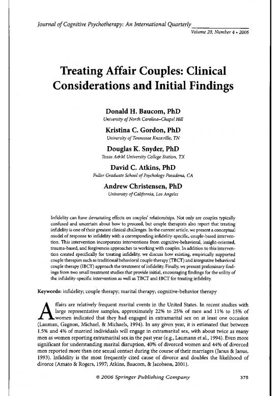 picture Couples Therapy Pdf 109301 | Treating Affair Couples Clinical Considerations And Initial Findings Baucom D 2006