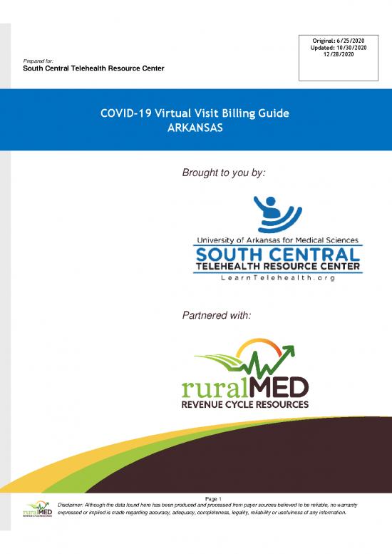 picture1_Matrix Pdf 111112 | Arkansas Covid 19 Preparedness Virtual Visit Billing Guide 20