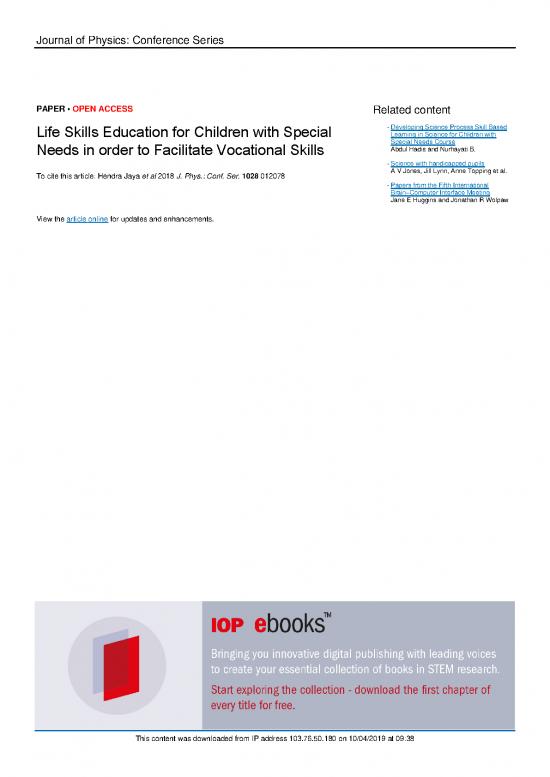 picture Education Pdf 112111 | Artikel Jurnal Internasional   Life Skills Education For Childreen With Special Needs In Order To Facilitate Vocational