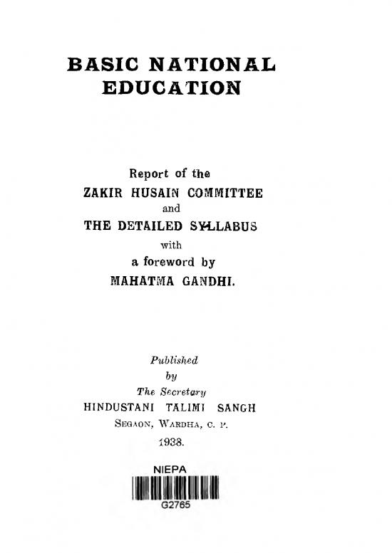 picture Education Pdf 111738 | Basic National Education  Report Of The Zakir Husain Committee