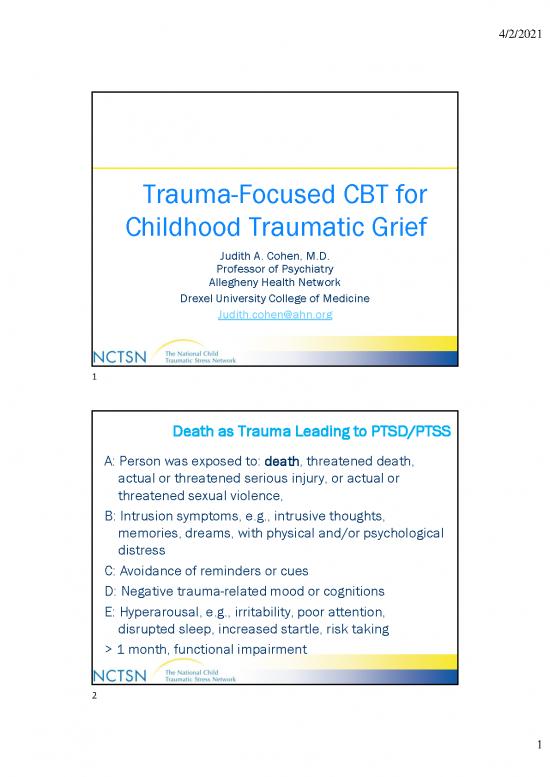 picture Cbt For Grief Pdf 110199 | Cohen Ppt Trauma Focused Cbt For Childhood Traumatic Grief 3