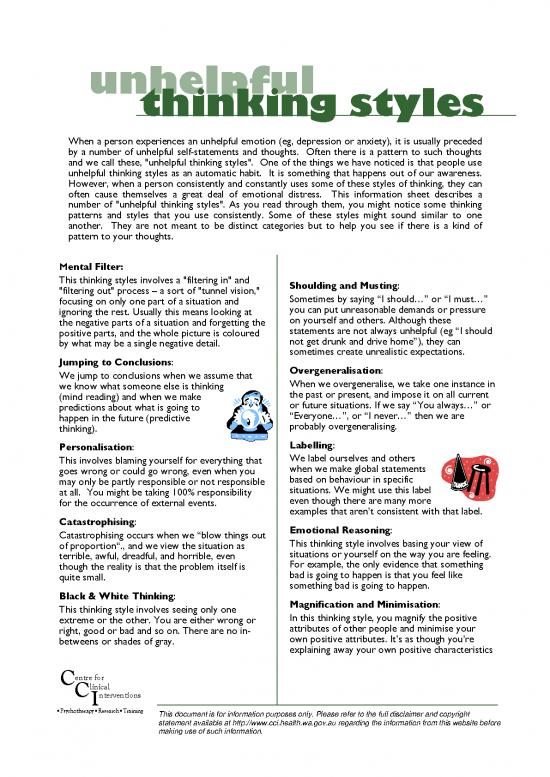 picture1_Depression Information Sheet   11  Unhelpful Thinking Styles