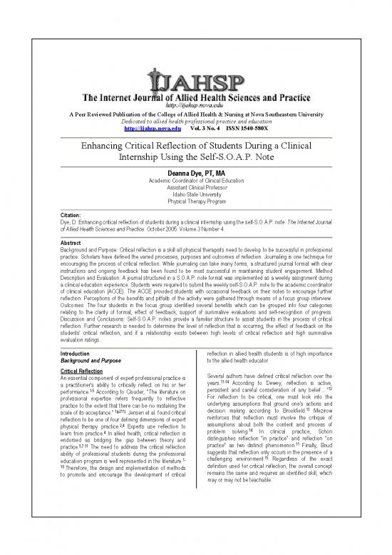 picture_Education Pdf 109916 | Dye Critical Reflection Soap Note