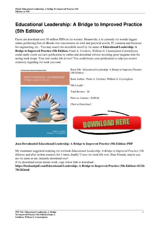 picture1_Educational Leadership Pdf 112197 | Educational Leadership A Bridge To Improved Practice 5th Edition By Paula A Cordeiro William G