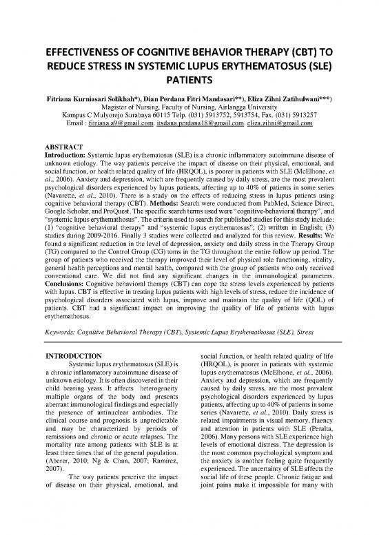 picture1_Study Pdf 110330 | Effectiveness Of Cognitive Behavior Therapy (cbt) To Reduce Stress In Systemic Lupus Erythematosus (sle) Patients