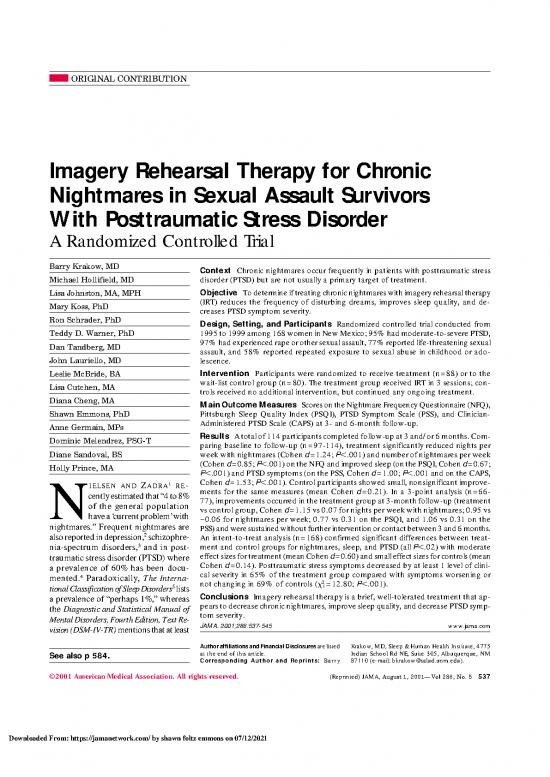 picture_Irt For Chronic Nightmares In Sexual Assault Survivors With Ptsd