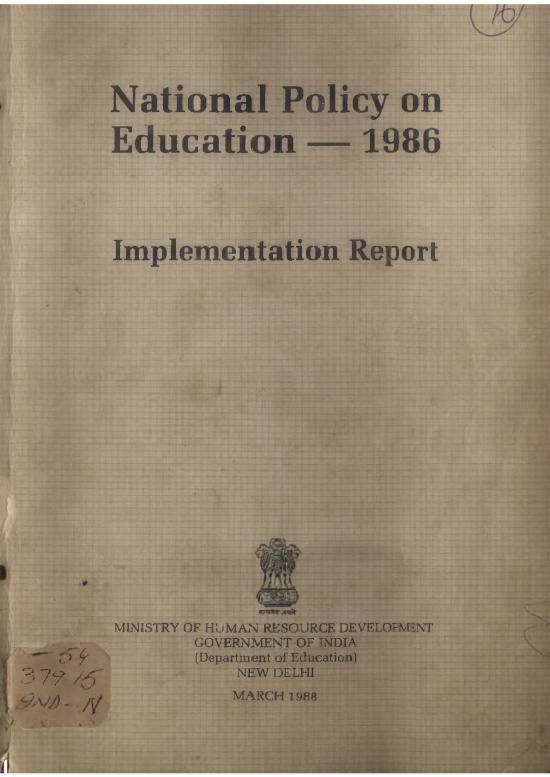 picture Education Pdf 111739 | National Policy On Education 1986 Implementation Report G1530