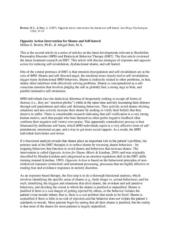 picture1_Dbt Opposite Action Pdf 109798 | Opposite Action For Shame Self Hatred 2007
