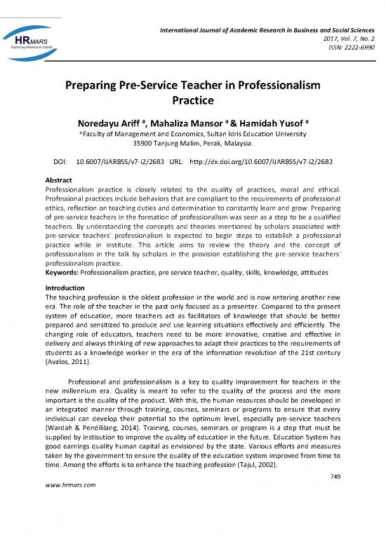 picture Education Pdf 112253 | Preparing Pre Service Teacher In Professionalism Practice