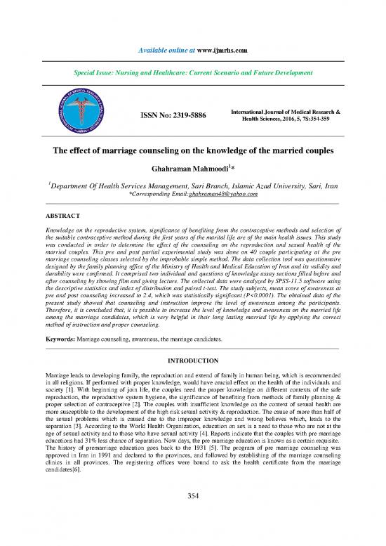 picture Couples Therapy Pdf 110689 | The Effect Of Marriage Counseling On The Knowledge Of The Married Couples