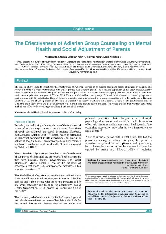 picture Adlerian Therapy Pdf 109954 | The Effectiveness Of Adlerian Group Counseling On Mental Health And Social Adjustment Of Parents