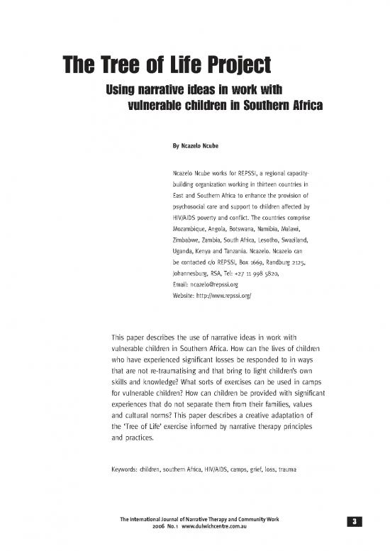 picture Tree Of Life Narrative Therapy Pdf 110043 | Tree Of Life By Ncazelo Ncube 2006