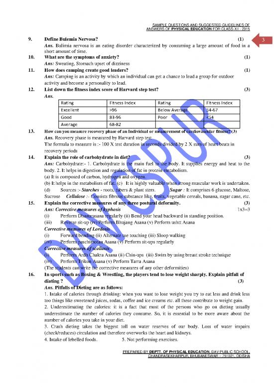 physical education sample paper answers