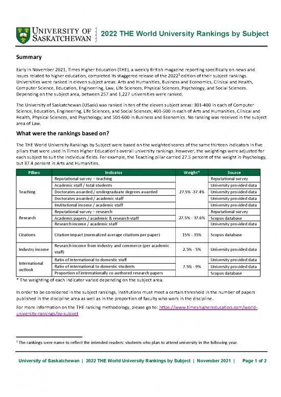 picture Education Pdf 113737 | 2022 The Subject Rankings Fact Sheet Nov 3 2021