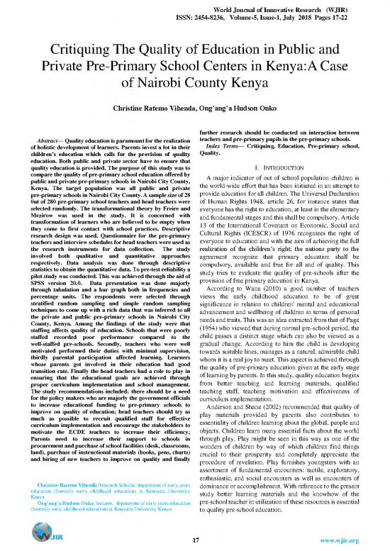 picture Pre Primary Education Pdf 114261 | 262474 Critiquing The Quality Of Education In P C0da486b