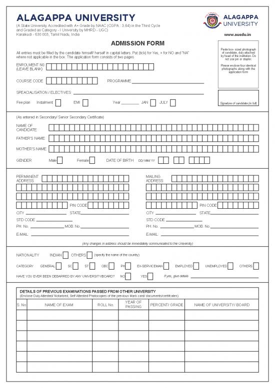 picture Pdf Certificate Online 112959 | Alagappa Admission Form