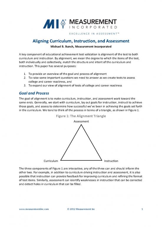 picture Career Pdf 114256 | Aligning Curriculum, Assessment, And Instruction ( Bunch, 2012)