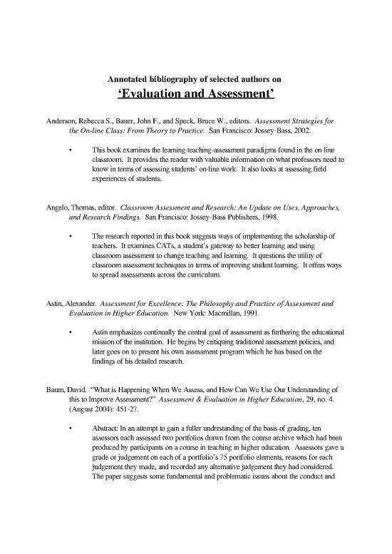 picture Classroom Pdf 114590 | Annotated Bibliography Of Selected Authors On Evaluation And
