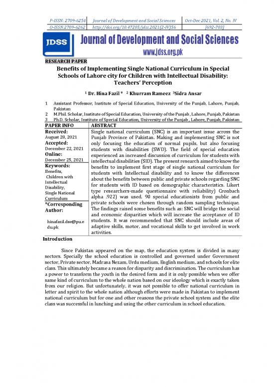 picture_Benefits Of Implementing Single National Curriculum In Special Schools Of Lahore City For Children With Intellectual Disability Teachers Perception