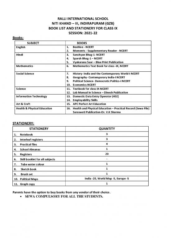 picture Education Pdf 113587 | Book List Ix Xii 2021 22