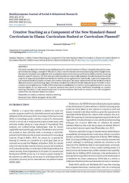 picture_Education Pdf 113457 | Creative Teaching As A Component Of The New Standard Based Curriculum In Ghana Curriculum Rushed Or 11569