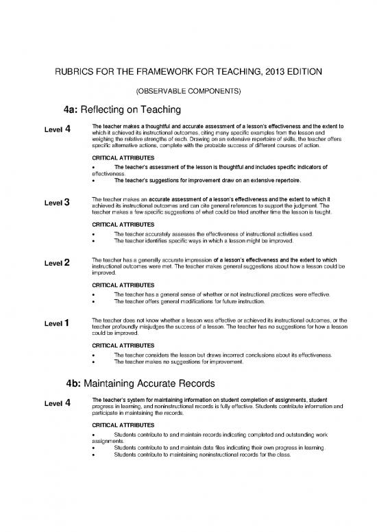 Danielson Domain 4 Rubric