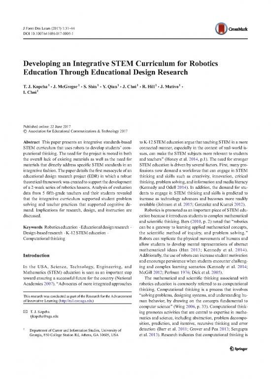 picture Stem Curriculum Pdf 114228 | Developing An Integrative Stem Curriculum For Robotics Education Through Educational Design Research