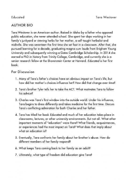 picture Education Pdf 112597 | Educated   Bio Discussion