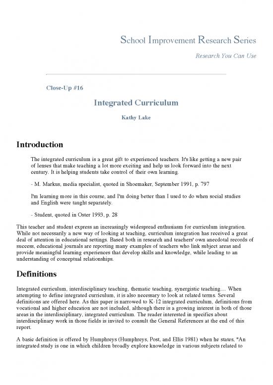 picture Curriculum Studies Pdf 114035 | Integrated Curriculum