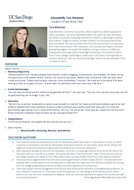 picture Education Pdf 112847 | Sa Bookclub Educated Handout 19