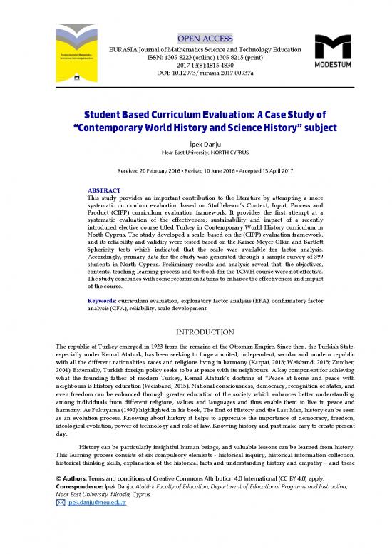 picture Education Pdf 113195 | Student Based Curriculum Evaluation A Case Study Of Contemporary World History And History Of 4910