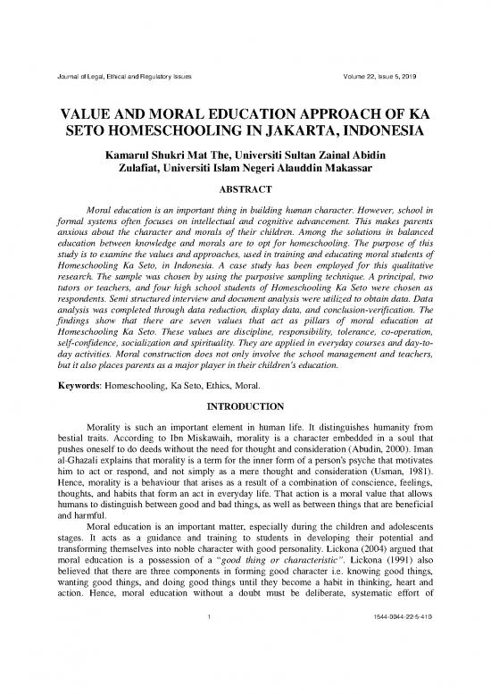 picture Education Pdf 112883 | Value And Moral Education Approach Of Ka Seto Homeschooling In Jakarta Indonesia 1544 0044 22 5 410