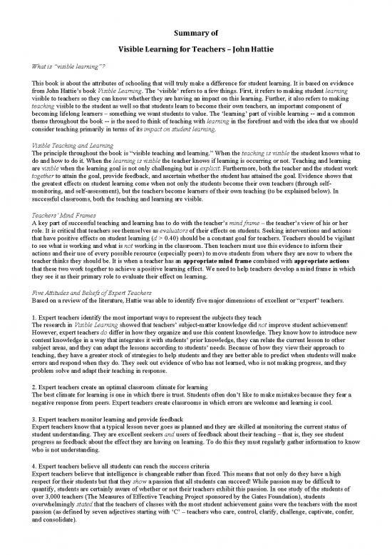 picture Learning Pdf 113071 | Visible Learning For Teachers Summary 2