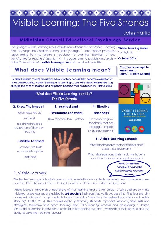 picture Educational Psychology Pdf 113454 | Visible Learning The Five Strands