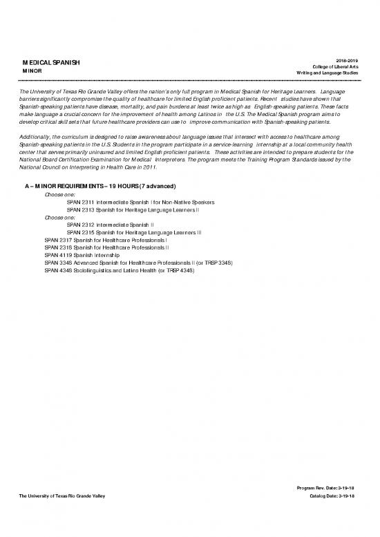 picture Medical Spanish Pdf 116443 | 2018 Medical Spanish Minor