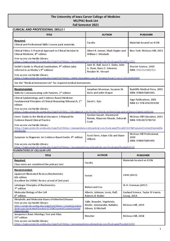 picture Medical Guide Book Pdf 116582 | 2021fallsemester M1pa1 Booklist