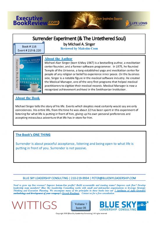 picture The Untethered Soul Pdf 117105 | 27 Ebrsummary Surrender Experiment