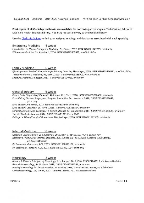 picture1_Medicine Pdf 115331 | Class 2021 2019 2020 Clerkship Assigned Readings