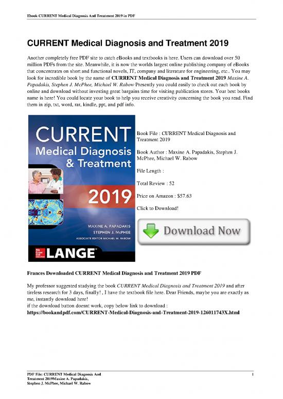 picture_Medical Diagnosis Book Pdf 116482 | Current Medical Diagnosis And Treatment 2019 By Maxine A Papadakis Stephen J Mcphee Michael W R