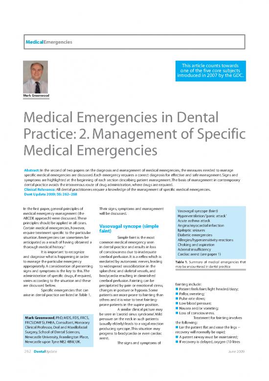 picture Medical Emergencies Pdf 115260 | Dent Update 2009 36 262 268 10 Second Part