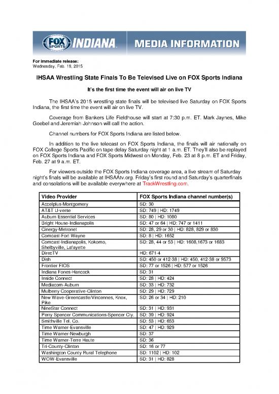 picture_Ihsaa Wrestling 2015 On Fox Sports Indiana