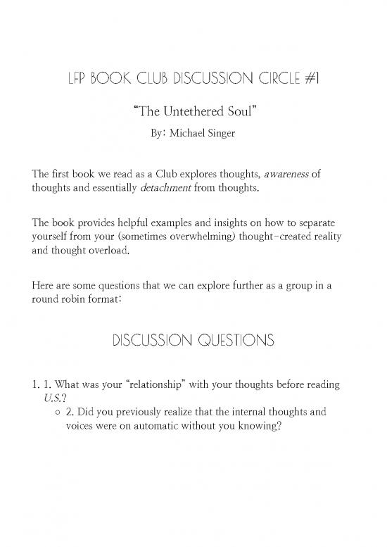 picture The Untethered Soul Pdf 116704 | Lfp Book Club Discussion Circle 1