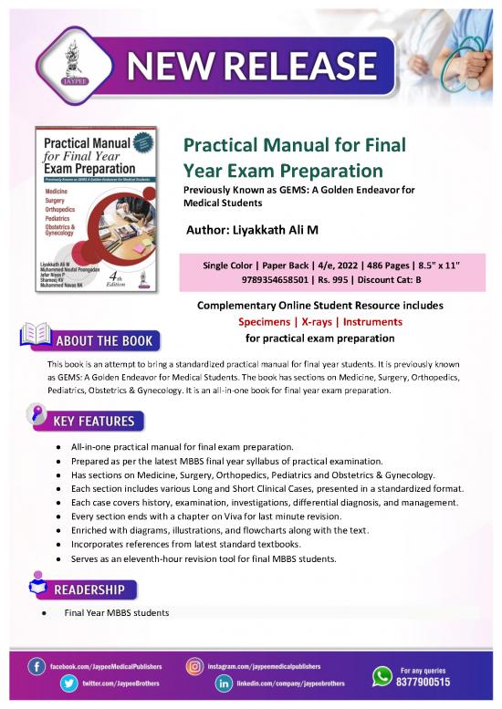 picture Medical Diagnosis Book Pdf 117169 | Liyakkath Ali M  Practical Manual For Final Year Exam Preparation 4e
