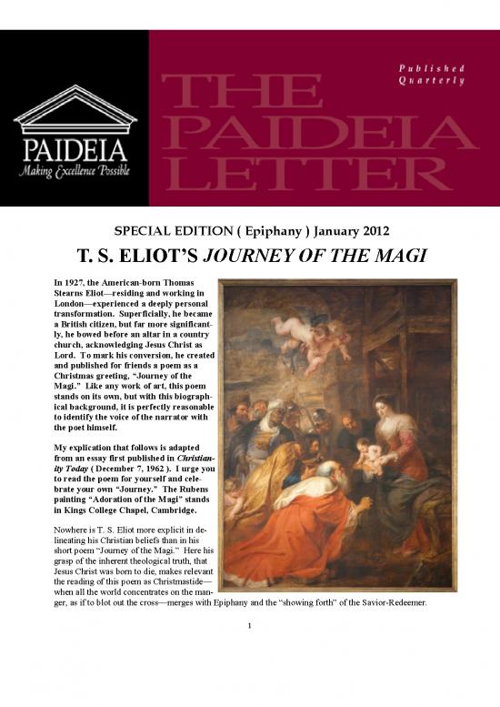 picture Journey Of The Magi Pdf 117108 | Paideia Letter January 2012 Epiphany Special Edition