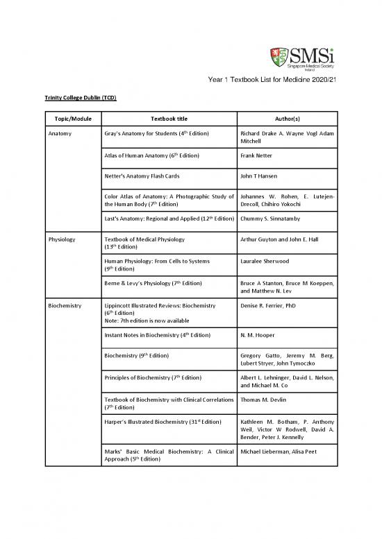 picture Medicine Pdf 115639 | Smsi Y1 Textbook List 2020 21  Medicine