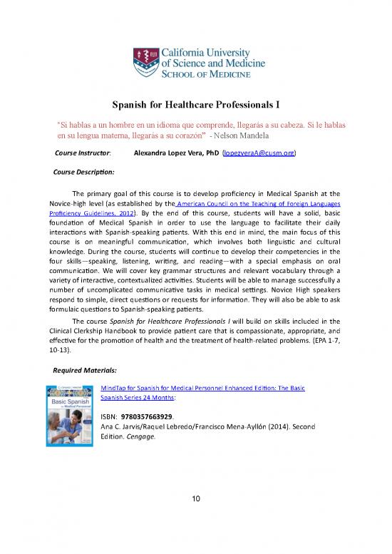 picture Medical Spanish Pdf 116309 | Spanish For Healthcare Professionals I