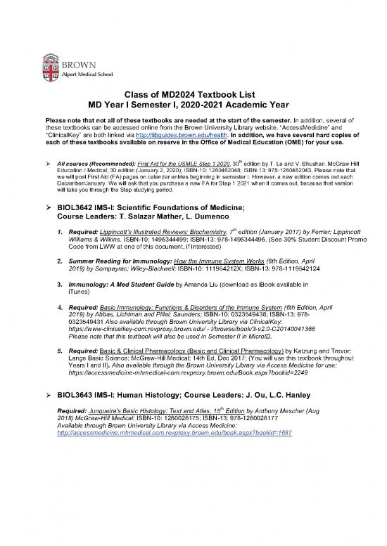 picture1_Medical Textbooks Pdf 115456 | Textbook List Md2024 Year I Sem I 20