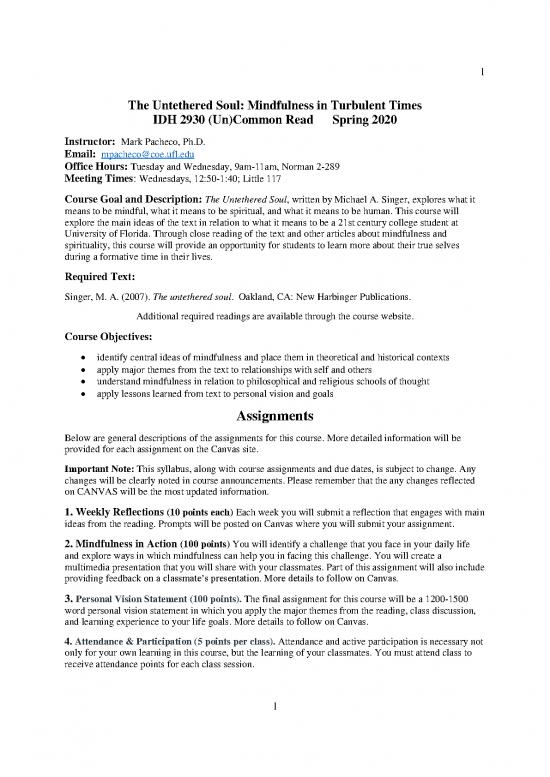 picture The Untethered Soul Pdf 117142 | Untethered Soul Syllabus Spring 2020