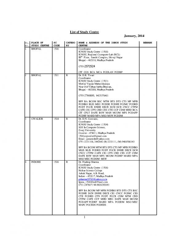 picture1_Ignou Study Centre List Pdf 117464 | Updated List Of Study Centre  Jan   2014