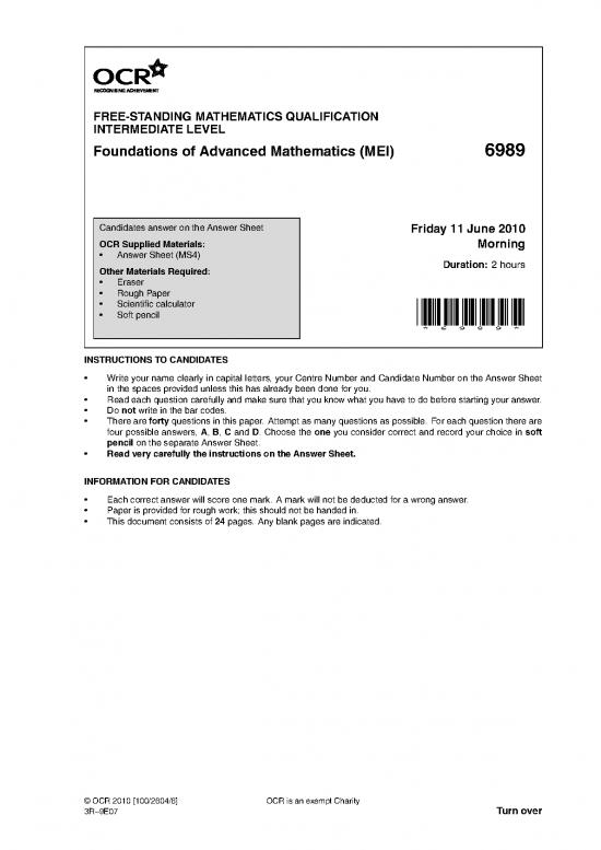 picture_57806 Question Paper Unit 6989 01 Foundation Of Advanced Mathematics Intermediate Level